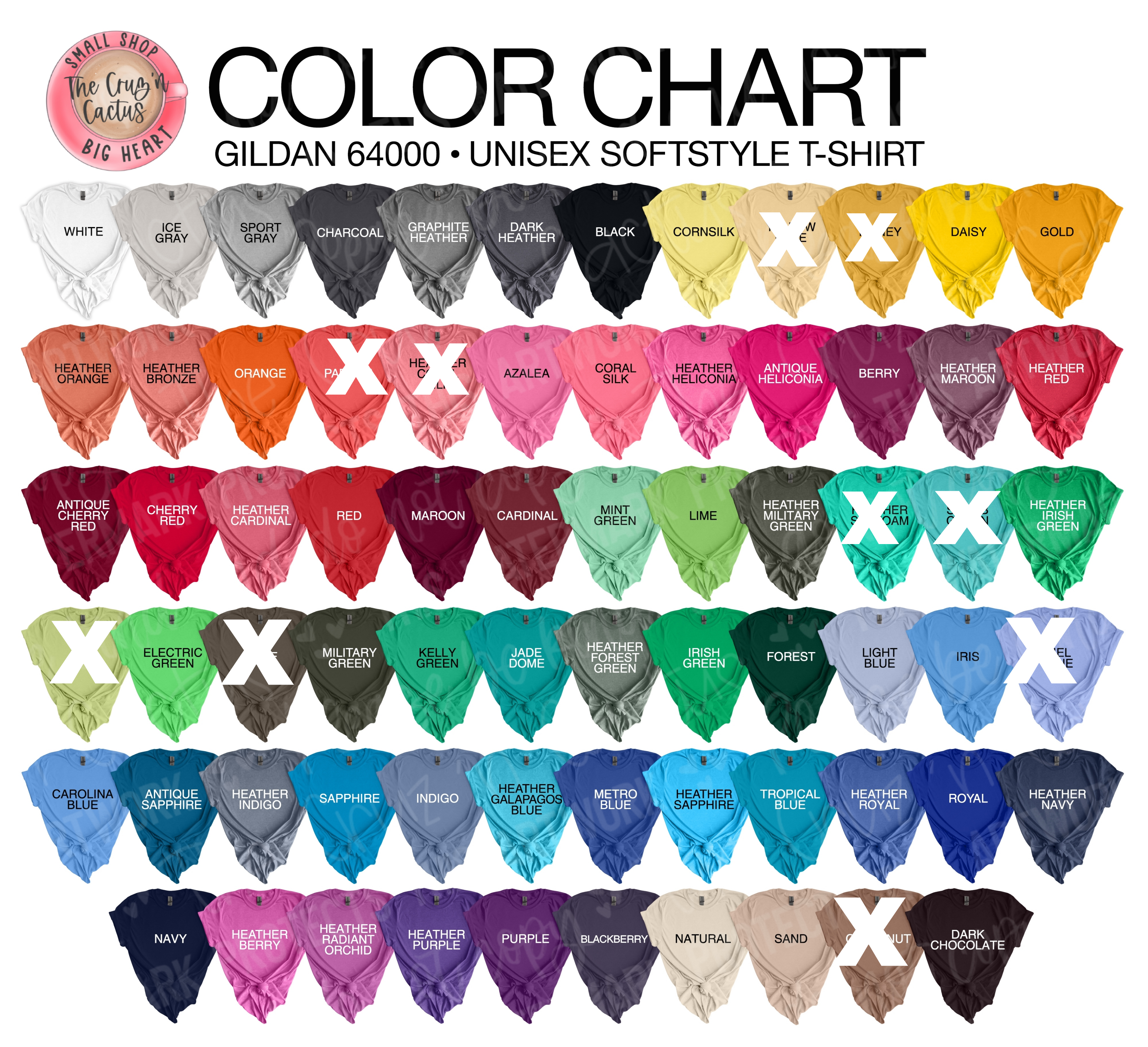 SIZE GUIDE AND COLOR CHART