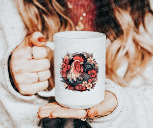 Floral Rooster Mug